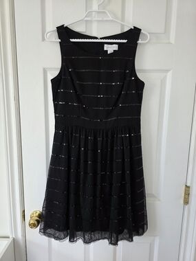 Black Sequin Stripe Mini Dress | SZ 6
